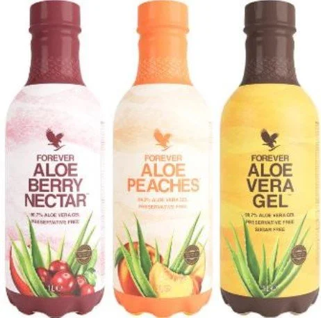 Drikkbart Aloe vera-tilskuddet vårt i tre forskjellige smaker pakket i en fin eske
