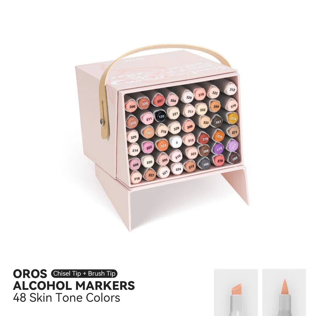 PREORDER Arrtx 48 Oros Skin tones Alcohol Markers(Brush and Chisel Tip)