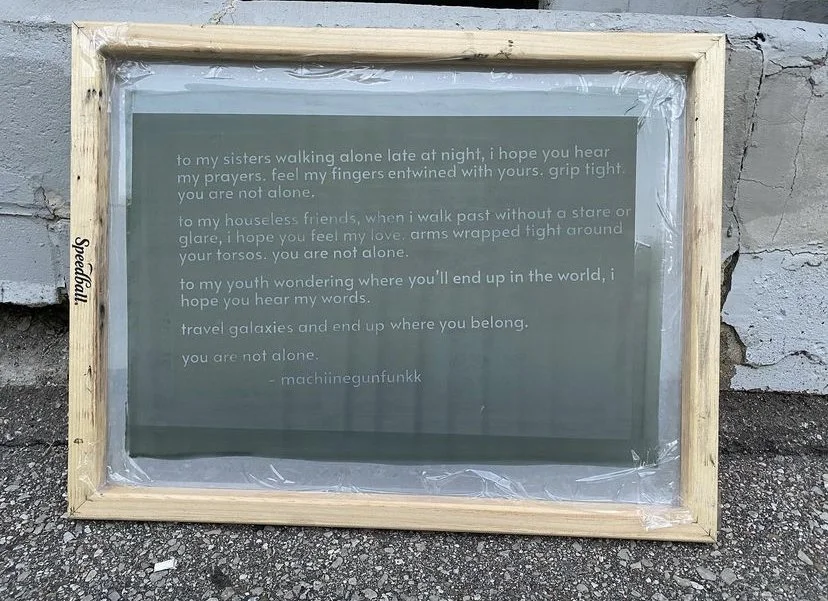 Poetry Inprint: In the Streets screenprinting process.