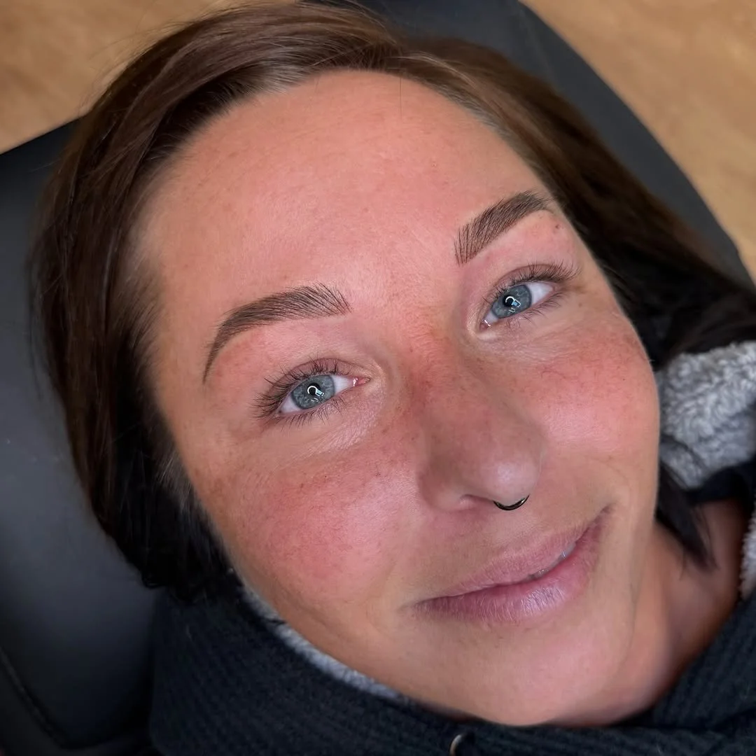 Eyebrows microblading before and after with natural hair-stroke results