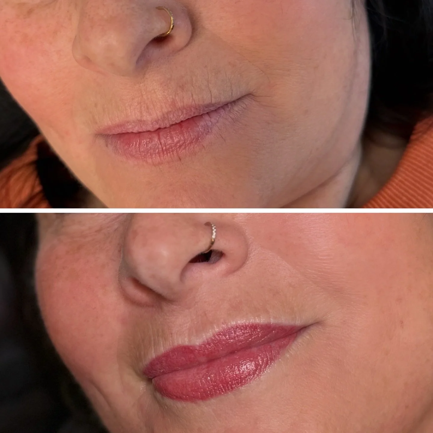 Lip Blushing transformation before and after with natural shading