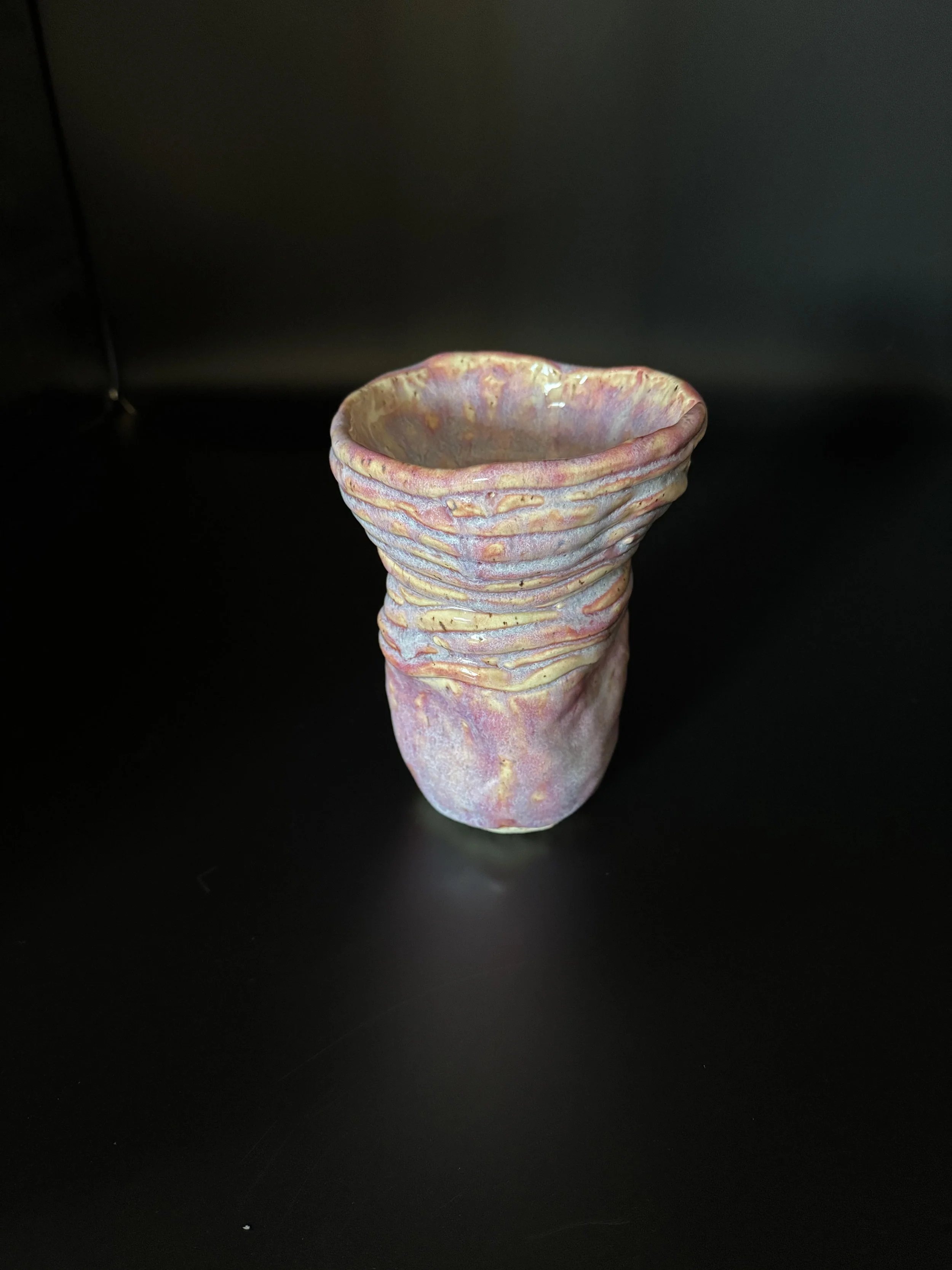 Tall Pink Tone Hand Built Vase