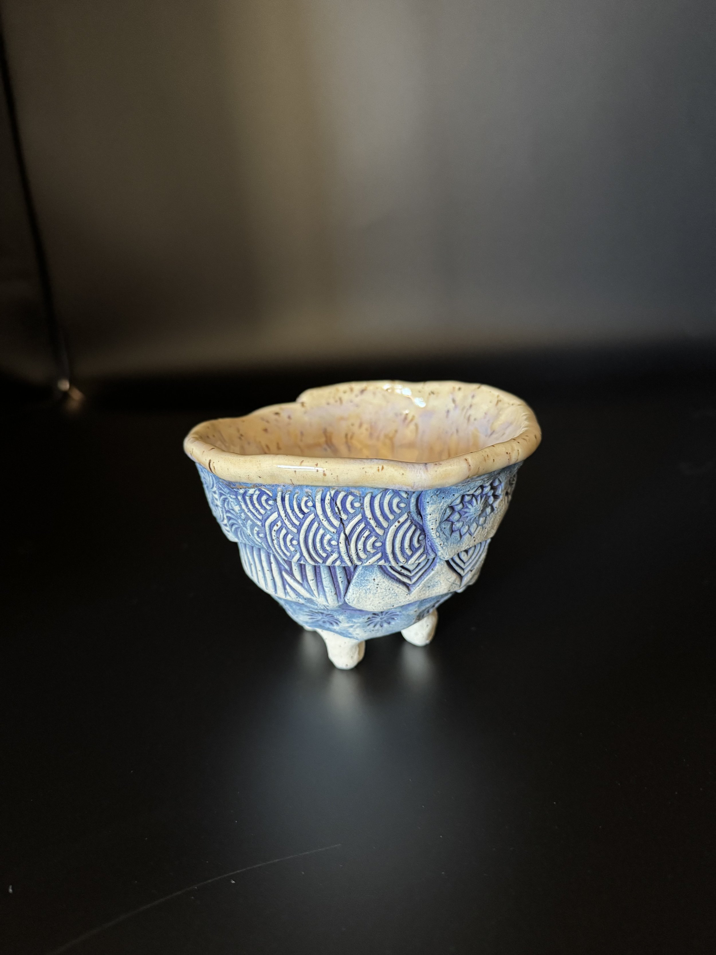 Small Bowl With Pearl White Floating Glaze And Mulberry Stain, Ermine Clay