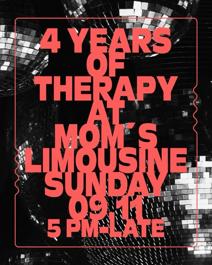 See you tomorrow at @momslimousineservice for another very special moment:
💫 4 Years of Therapy 💫

From the very beginning, we&rsquo;ve always aimed to foster and educate respect for House Music and dancefloor culture, straight from the heart.
We&r