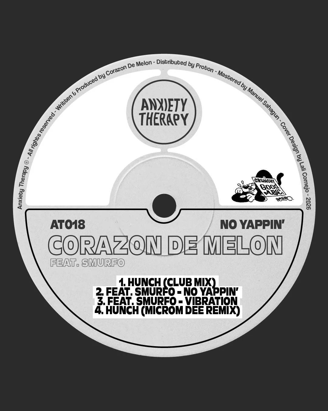 T018 - No Yappin&rsquo; 💿🩶

One of our favourite producers @corazondemelonyc is back with a killer EP, delivering a groovy, deep, and explosive message for the dancefloor, featuring @smurfoudirty on the mic. To top it off @microm_dee joins the rele