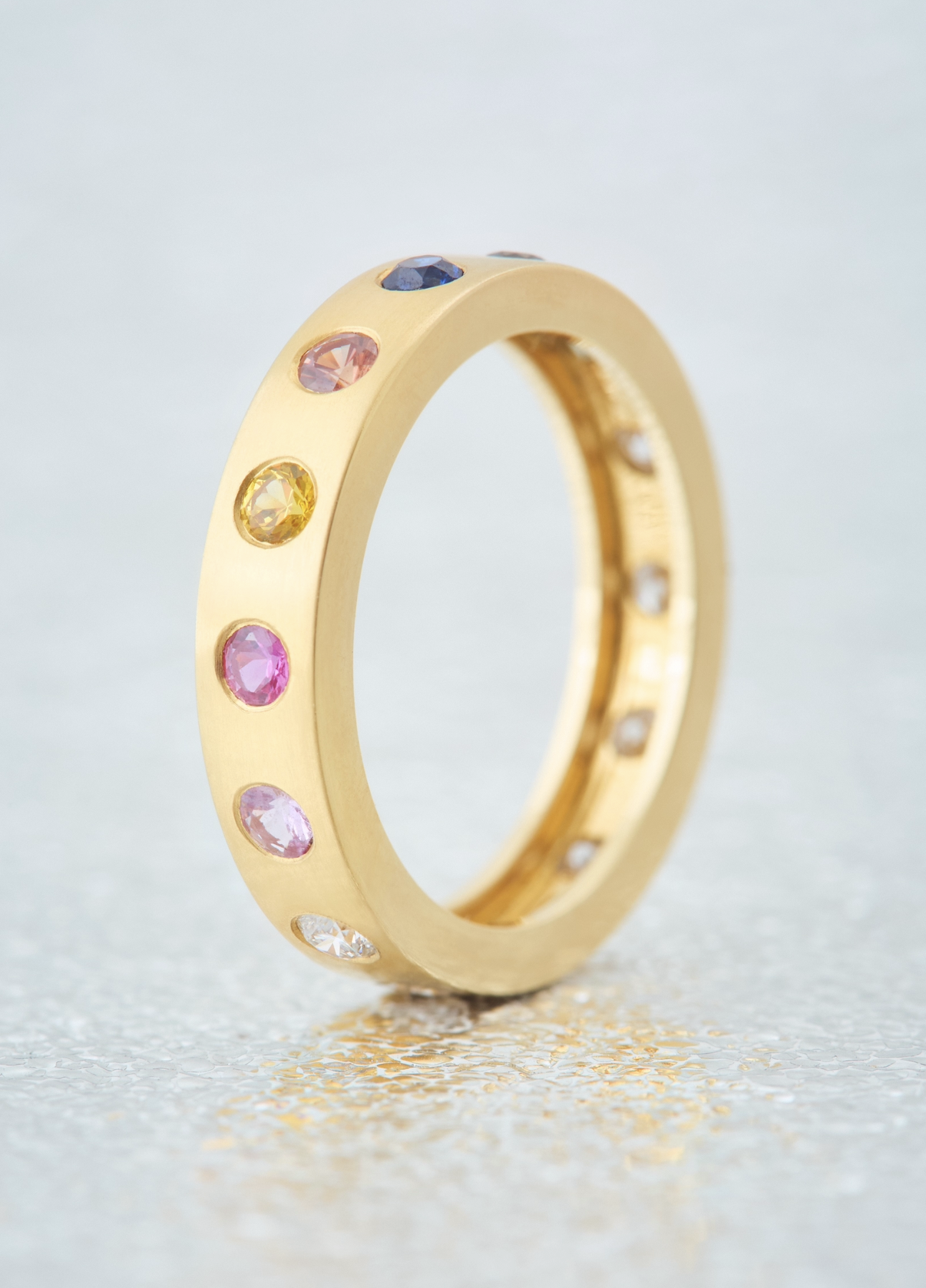 Diamond, Sapphire sun eternity ring