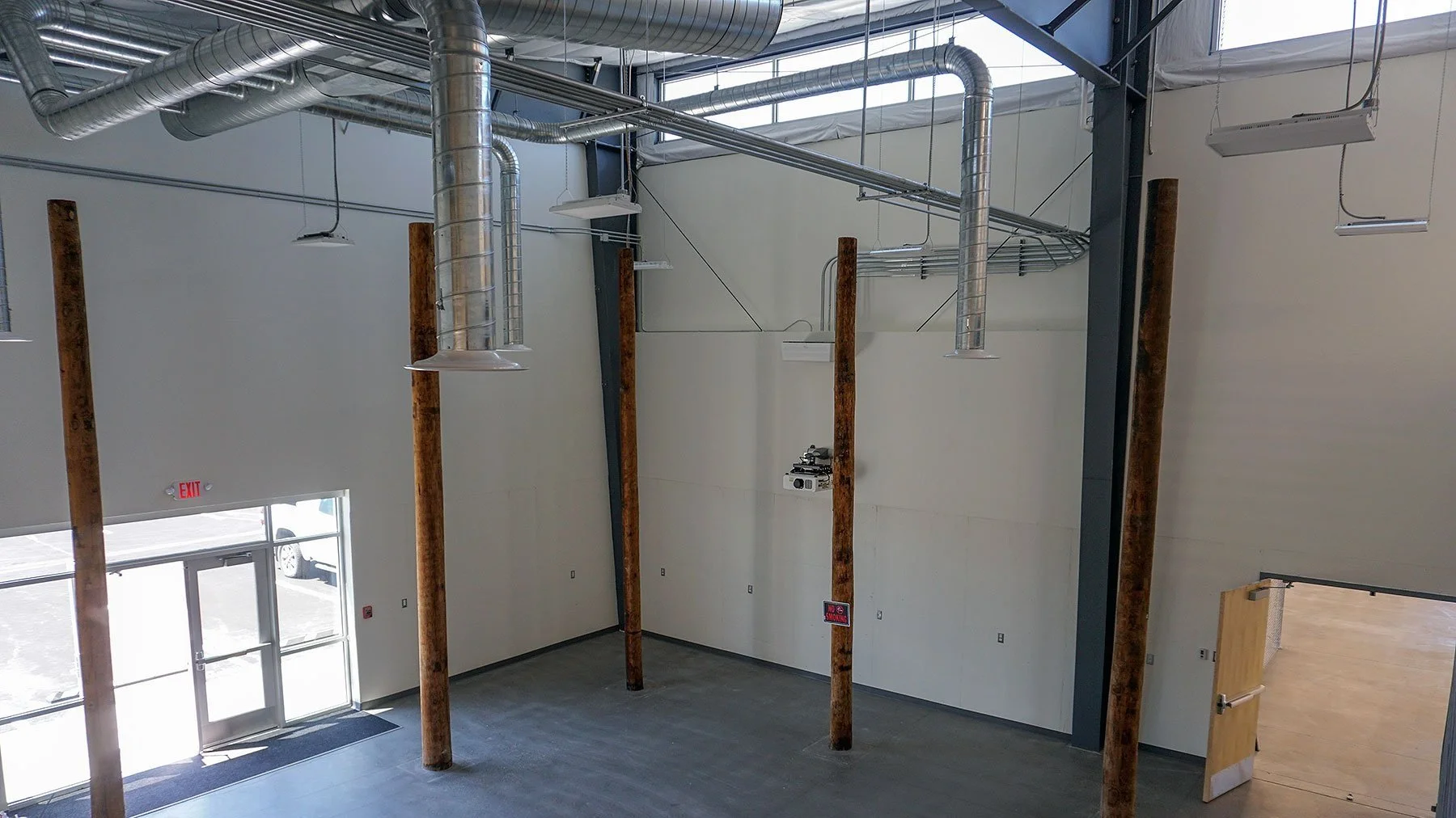 Spiral Duct shown overhead by Comfort Air in CMU's Lineworker hands-on classroom