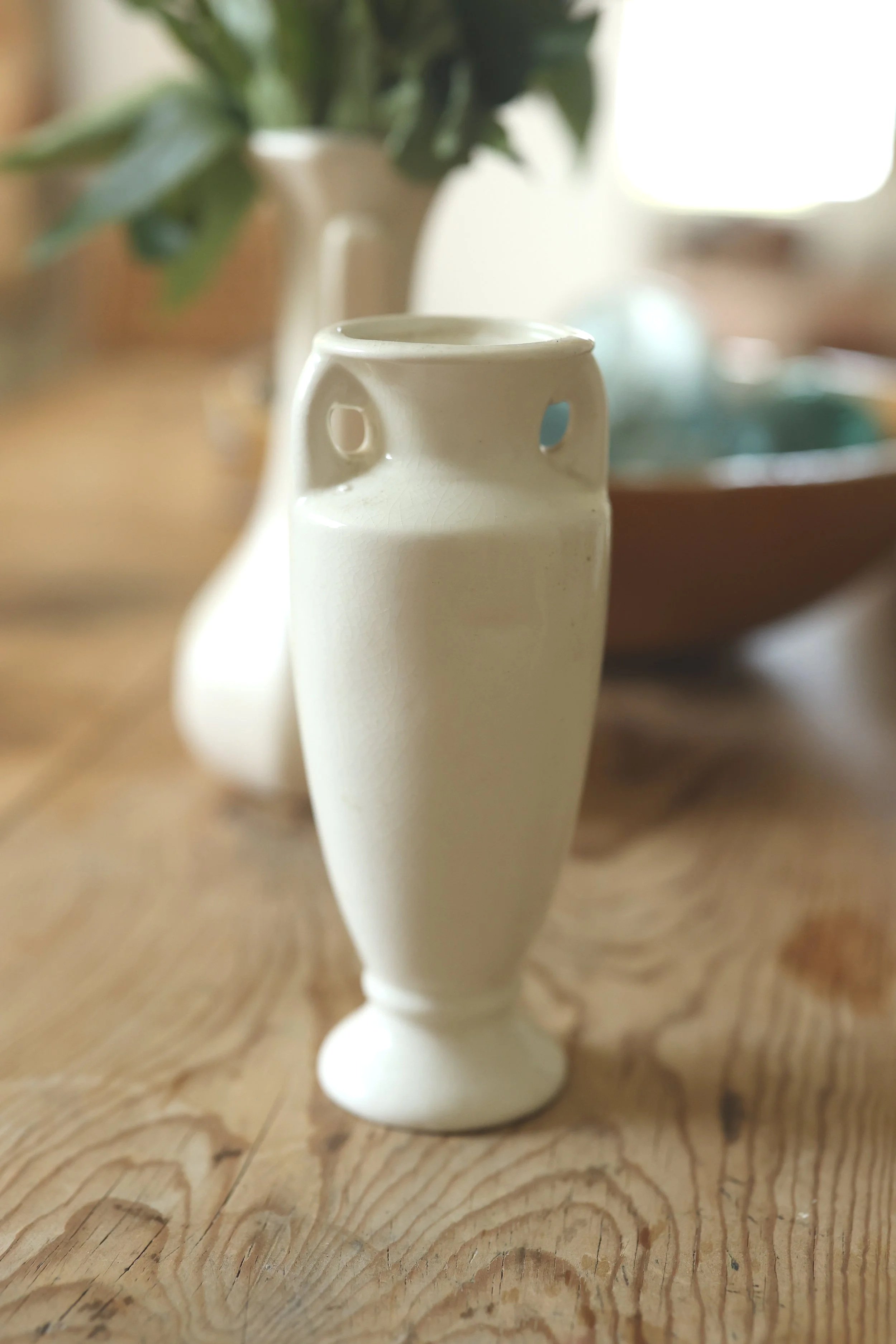 Vintage Cream Ceramic Bud Vase