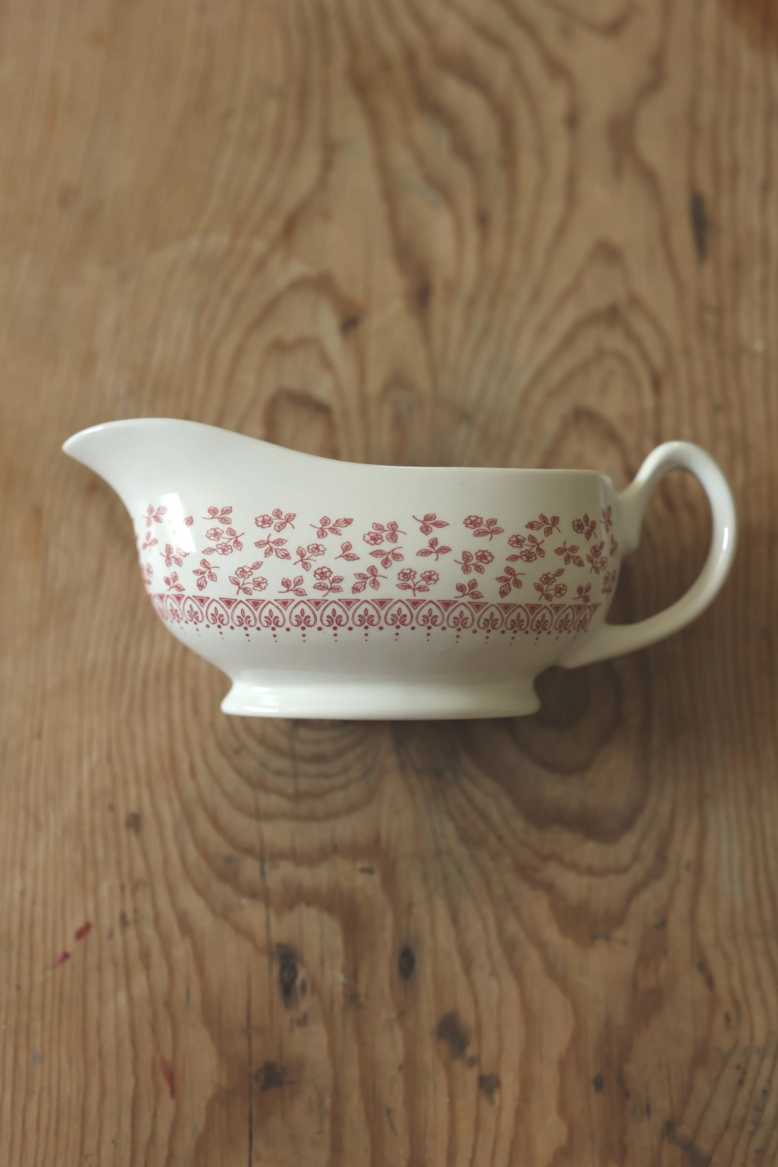 Vintage Red Ironstone Gravy Boat