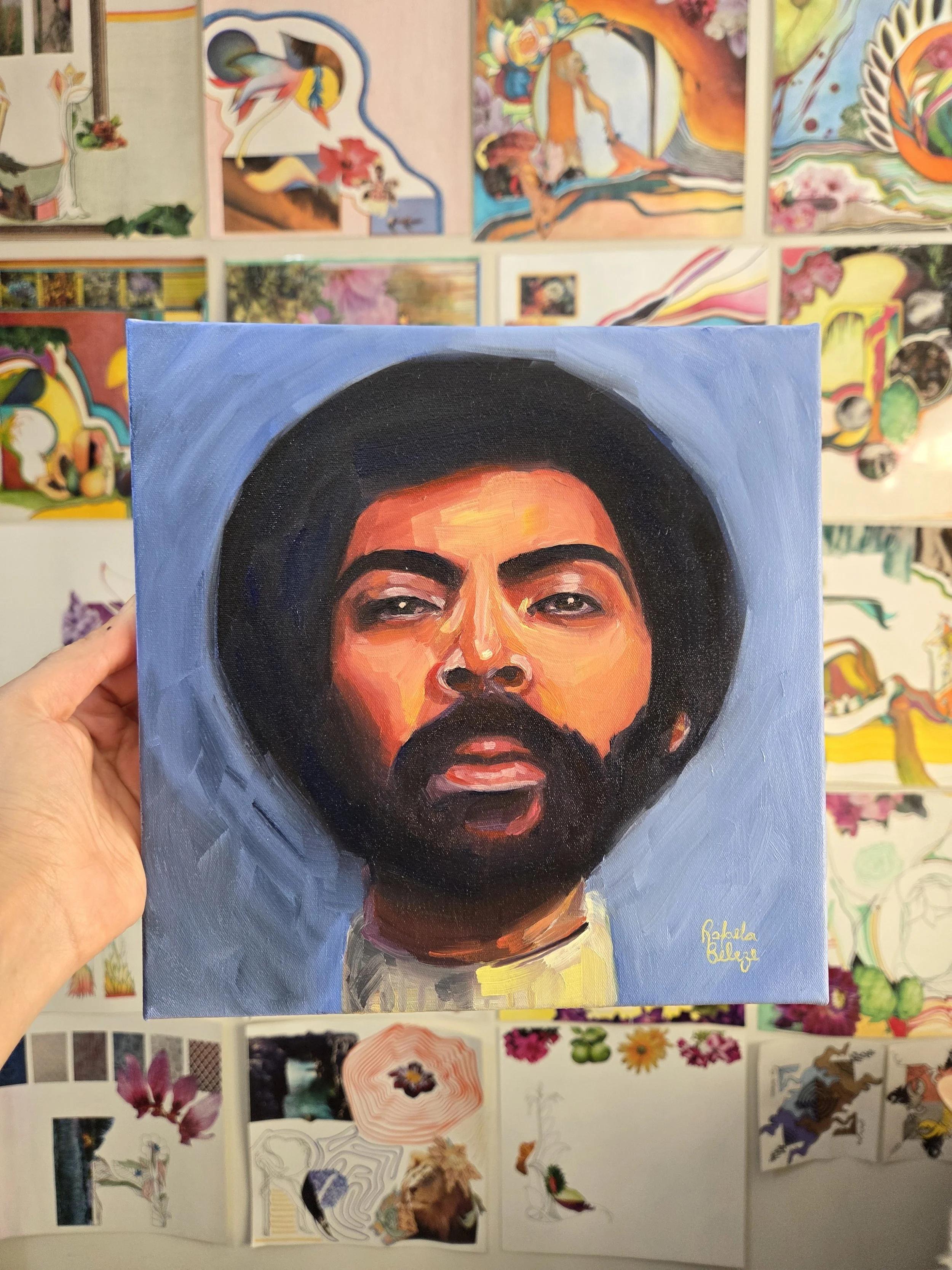 Gilberto Gil, 25x25cm, oil on canvas, 2025