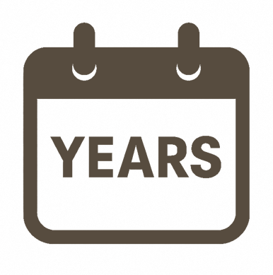 Calendar icon with the word 'YEARS' inside.