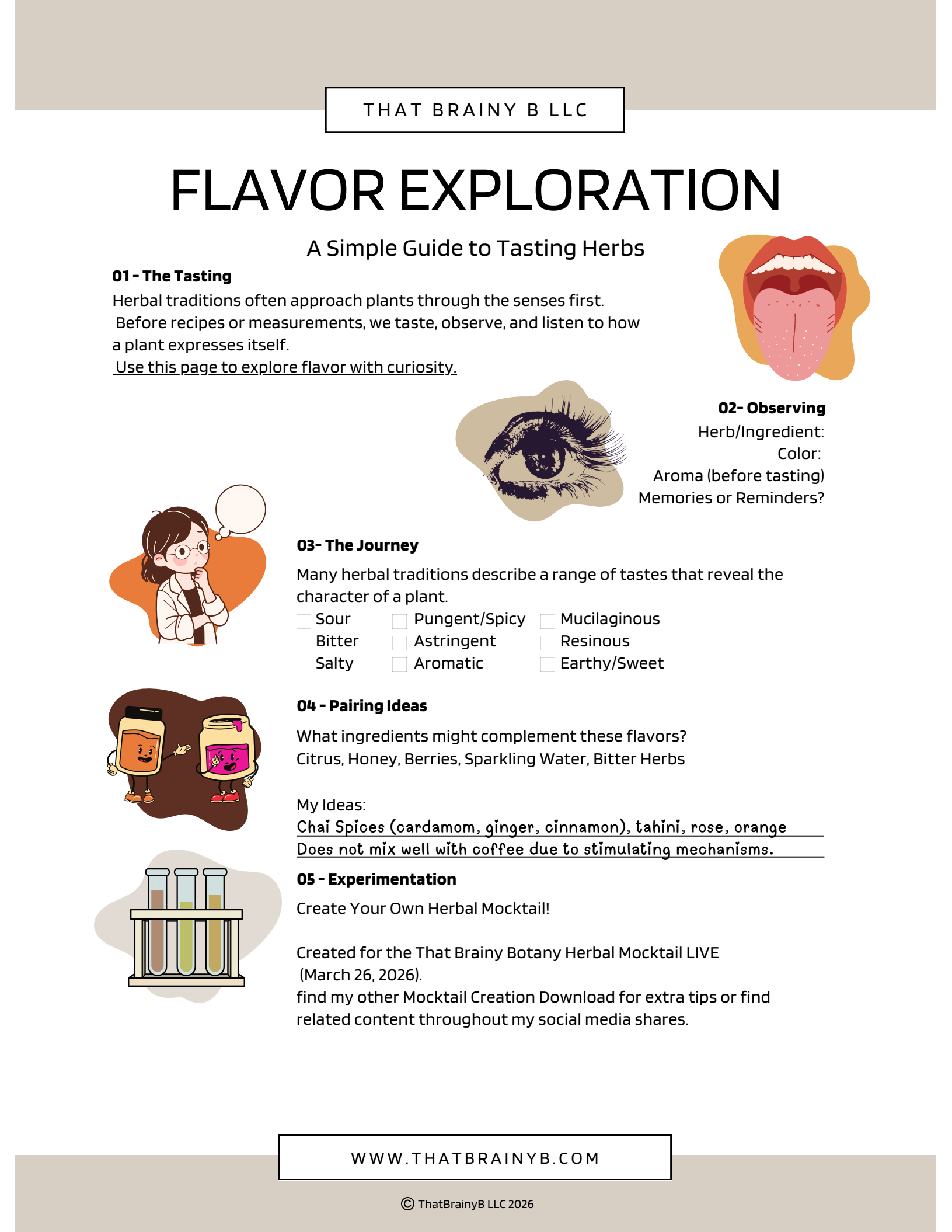 Flavor Exploration Guide PDF | A Sensory Tasting Journal for Herbal Drinks