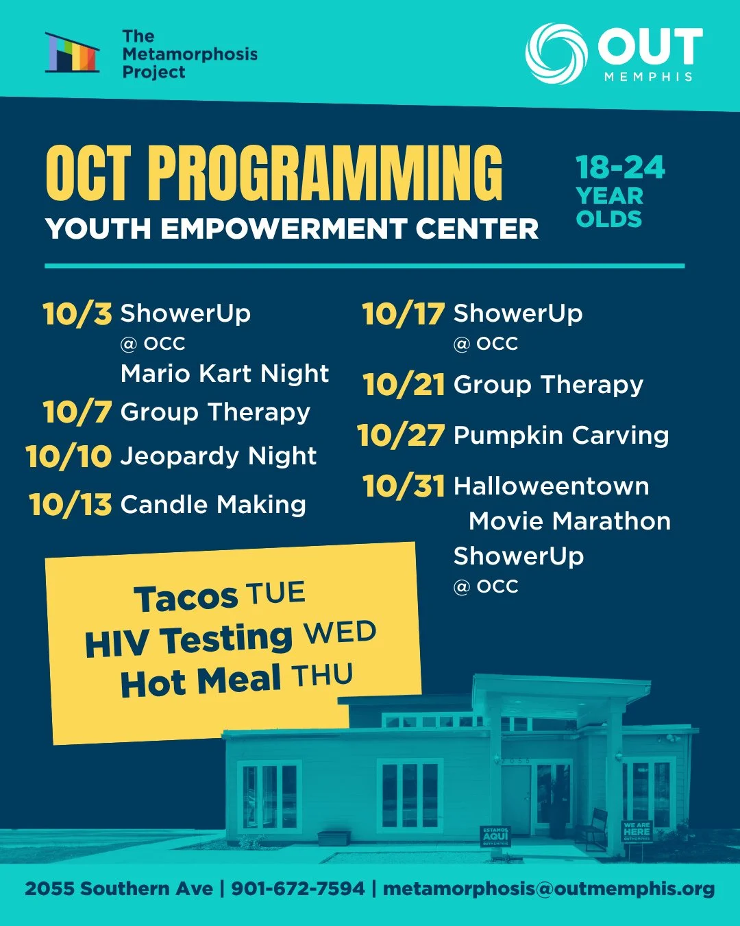 This October at the Youth Empowerment Center! 🏳️&zwj;🌈⁠
⁠
The Youth Empowerment Center (YEC) is for LGBTQ+ folks between 18-24.