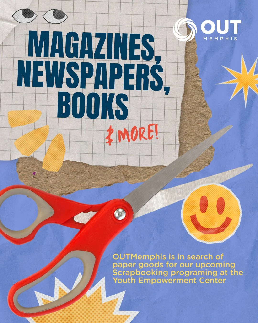 Help us gather some materials for our upcoming Gratitude Collage in a Box night at the Youth Empowerment Center! ⁠
⁠
Just drop off any magazines, newspapers, books, or other paper crafting materials to the YEC at 2055 Southern Ave before Monday, Nov 