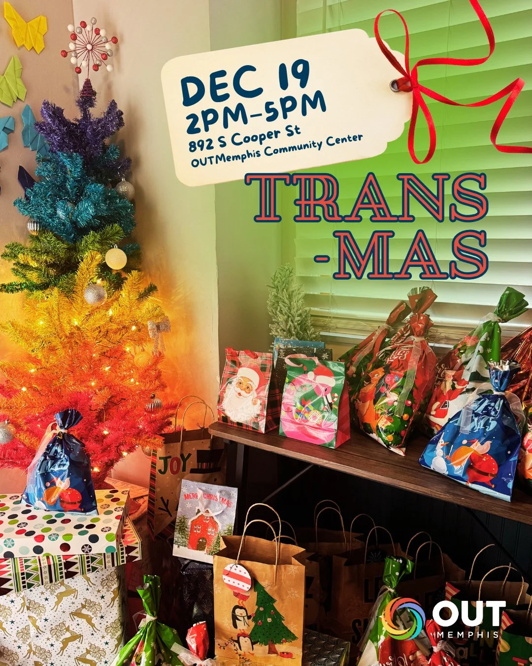 This Friday we are celebrating TRANSmas at the OUTMemphis Community Center for all LGBTQ+ community members who want to participate! ⁠
⁠
Expect ornament decorating, gift exchange, karaoke, holiday snacks, and warm beverages to go around! Just come re