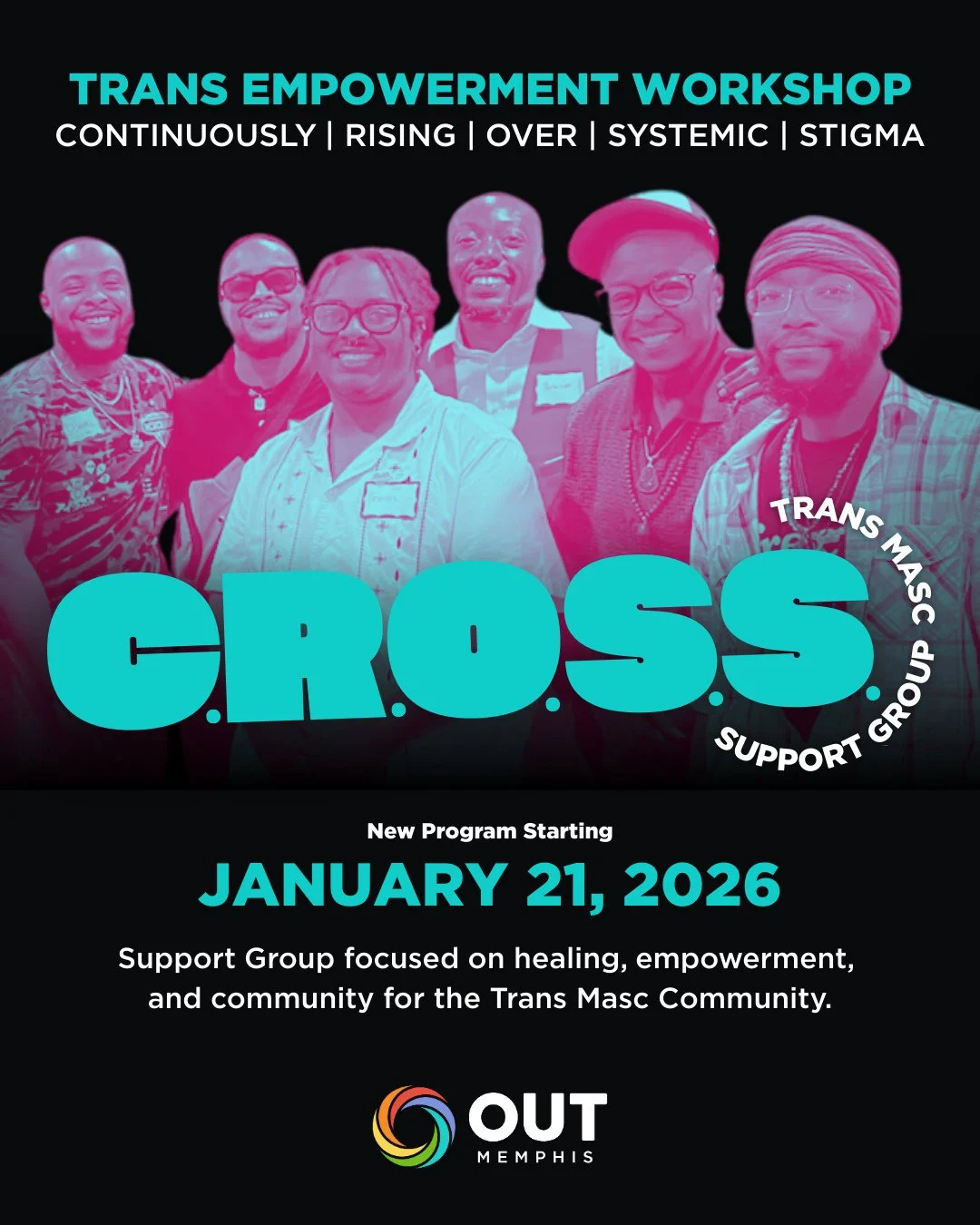 Continuously Rising Over Systemic Stigma or C.R.O.S.S. is a support group for trans masculine and male-identifying individuals, especially Black and Brown men. Through shared experiences, dialogue, and access to daily essentials, C.R.O.S.S. helps men