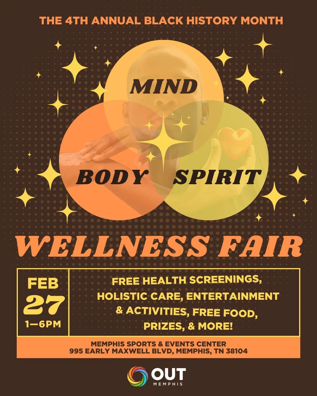 Black HISTORY is Black WELLNESS ✊🏾⁠
⁠
Celebrate Black History Month with OUTMemphis at our 4th Annual Mind, Body, &amp; Spirit Wellness Fair on February 27 at the Memphis Sport &amp; Events Center. There will be free health screenings, holistic care