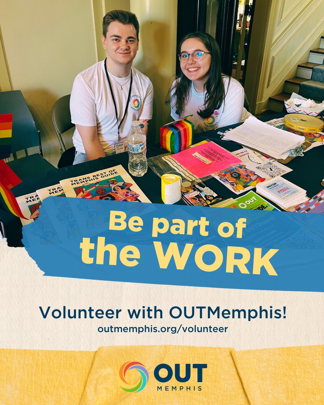 Help us continue building a stronger, more affirming Memphis. 🏳️&zwj;🌈⁠
⁠
In-person volunteer opportunities are currently available for individuals 18+ ⁠
- Event Volunteering ⁠
- Community Dinner Support ⁠
- OUTMemphis Community Center Clean-up ⁠
-