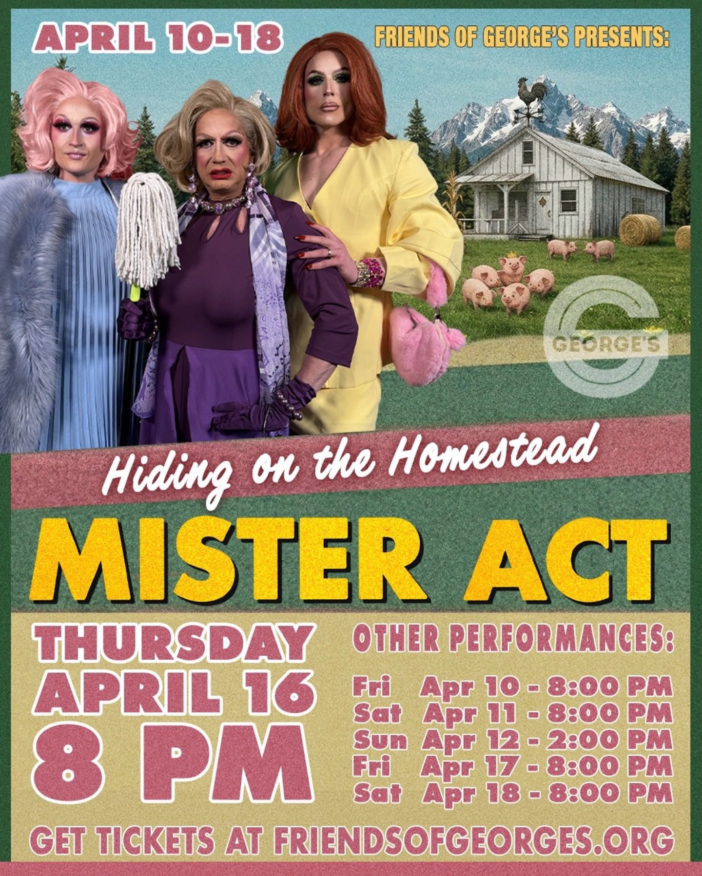 🎭 Wanna see the @friendsofgeorges Mister Act but all the showings are sold out? Volunteer with OUTMemphis and lend a hand to our wonderful community partners! 

Fri, Apr 10 | 8:00 PM - 10:15 PM
Sat, Apr 11 | 8:00 PM - 10:15 PM
Sun, Apr 12 | 2:00 PM 