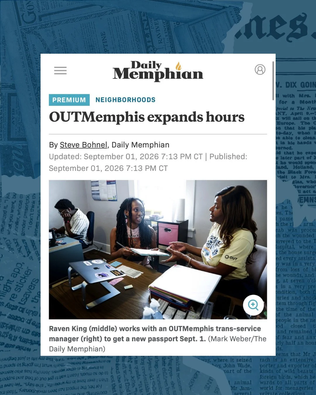 Did you hear? 👀⁠
⁠
Shout out to the crew at the Daily Memphian for always being invested in telling our story. Despite the hurtles we are growing to meet our communities needs. ⁠
⁠
See ya'll OUT there!