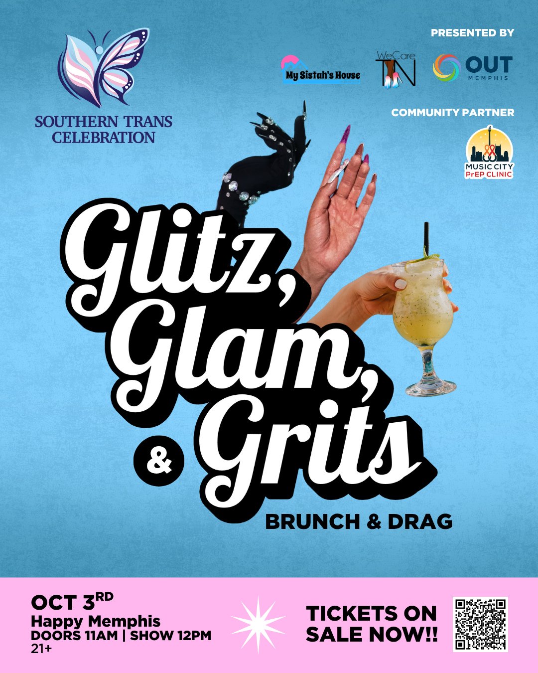 Have you gotten your ticket yet? ⁠
⁠
Only a few more weeks to get in on this glamourous fundraiser event you won't wanna miss! Brunch and Drag at Happy Memphis downtown on October 3rd for entertainment only found in Memphis. ⁠
⁠
Glitz, Glam, &amp; Gr