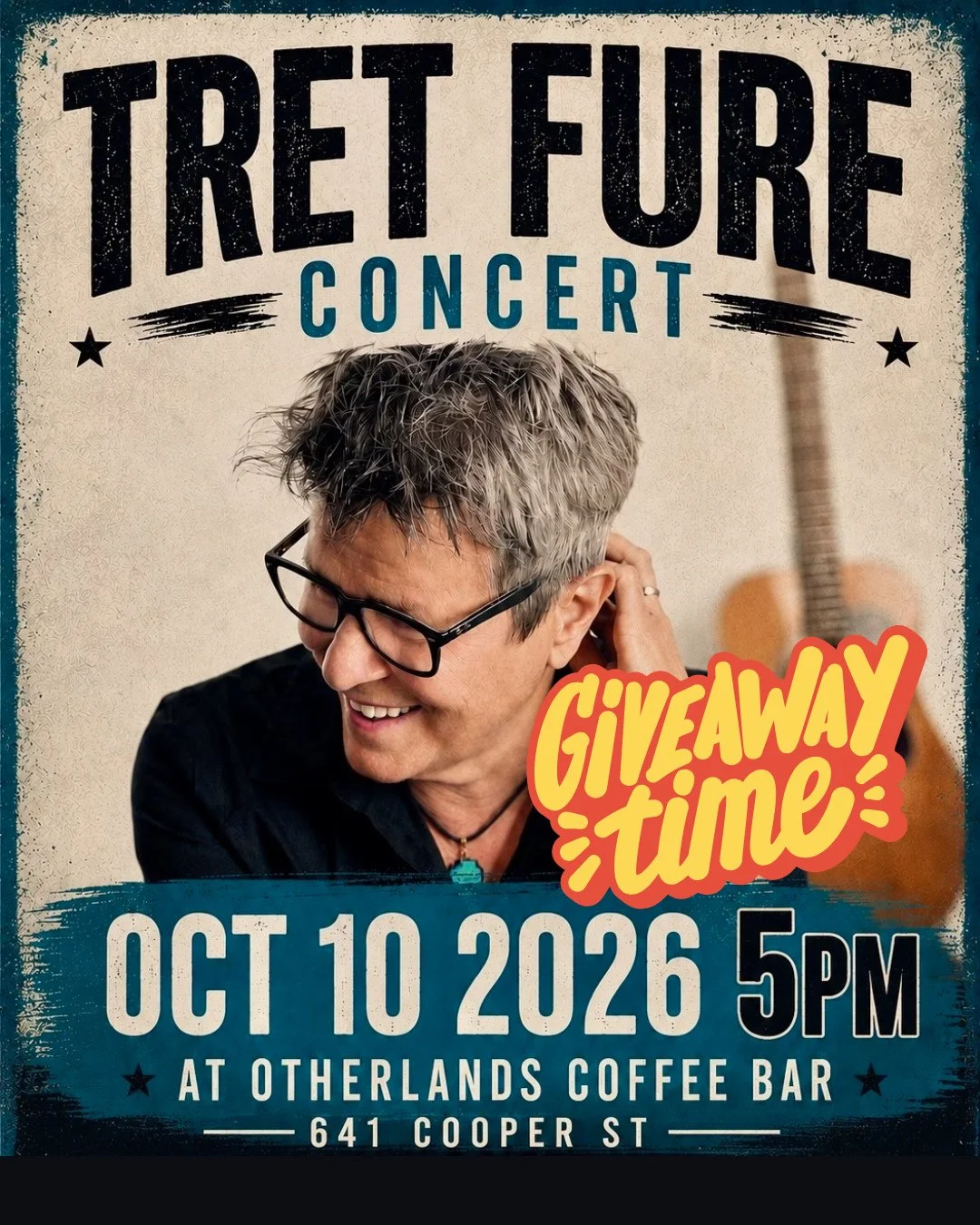 🎟️ It's time for a Giveaway!!⁠
⁠
We've got 5 pairs of tickets to giveaway to Tret Fure's upcoming concert at Otherlands Coffee Bar on October 10th! ⁠
⁠
How to enter? ⁠
1. Follow both @outmemphis &amp; @tretfure⁠
2. Leave a comment &amp; tag a friend