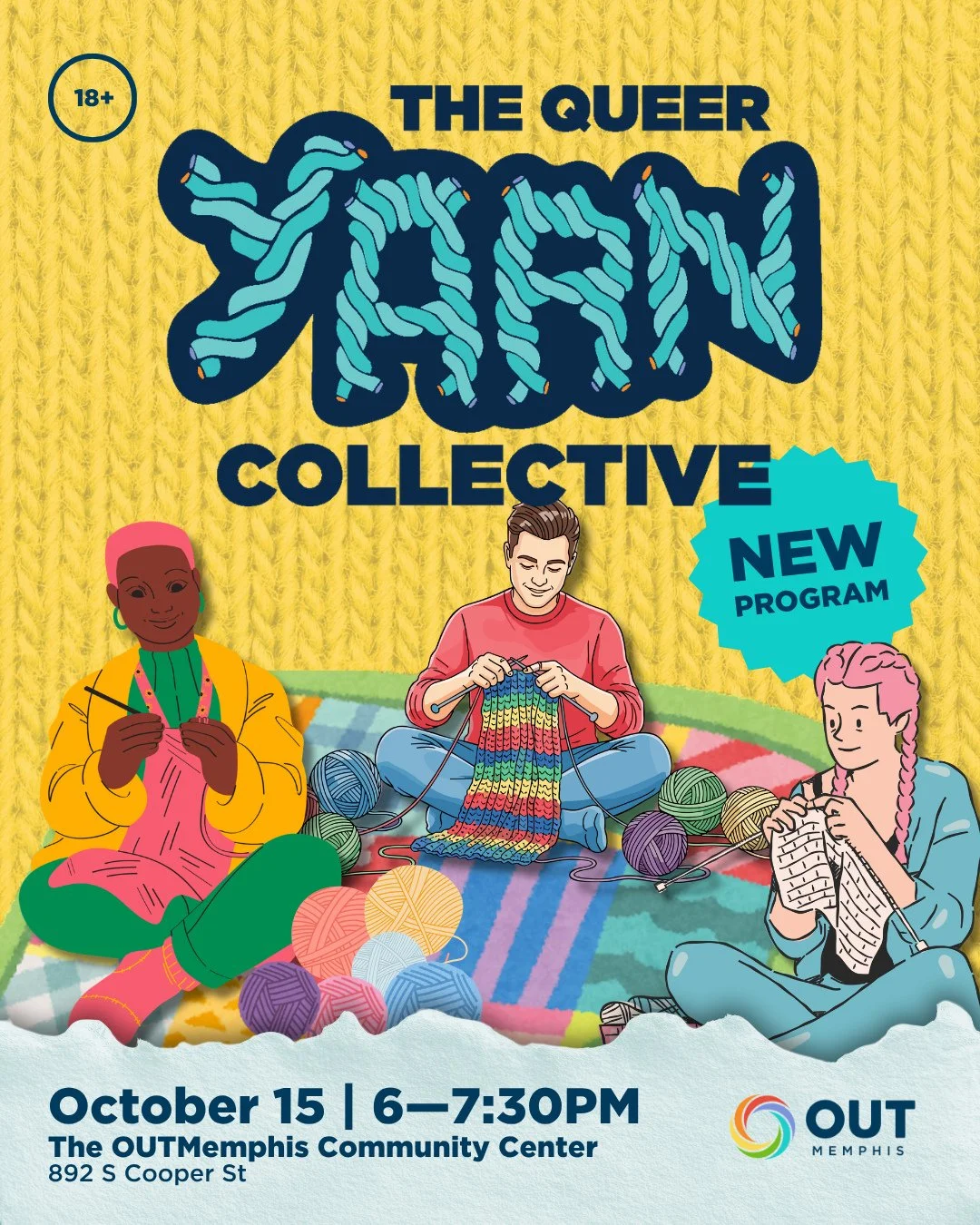 🚨 NEW SOCIAL GROUP AT OUT! 🚨⁠
⁠
The Queer Yarn Collective is a welcoming space for LGBTQ+ adults to gather, connect, and learn how to crochet and knit. ⁠
⁠
Participants of all skill levels are welcome, including complete beginners. Staff and facili