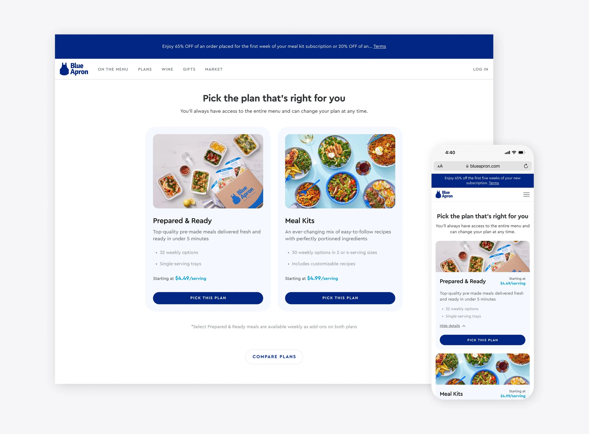 1. As our product offering expanded, plan building became more and more involved. This design tests if selecting a product type first would increase sign ups through clearer product comparison and education, and through shifting additional customizat