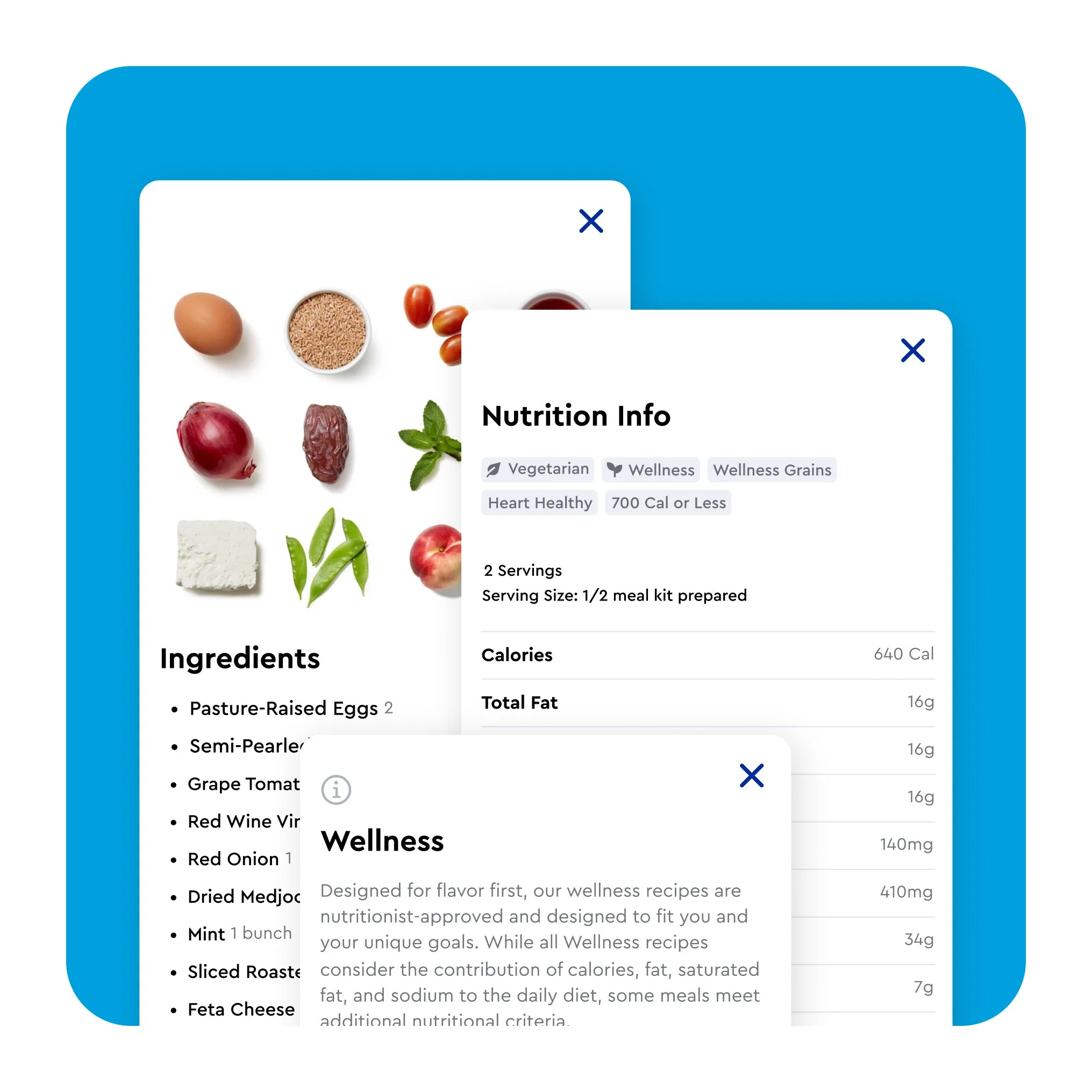 Key meal details are now just a tap away greatly reducing the time and effort it takes to determine if a meal is a good match.