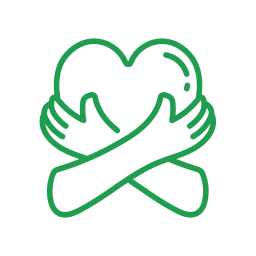 Two hands forming a heart shape with an arrow in the center.