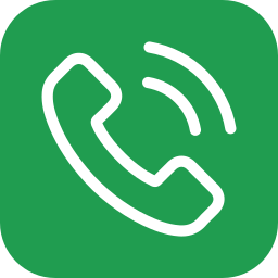 Green app icon with a white telephone receiver and curved lines indicating sound or signal