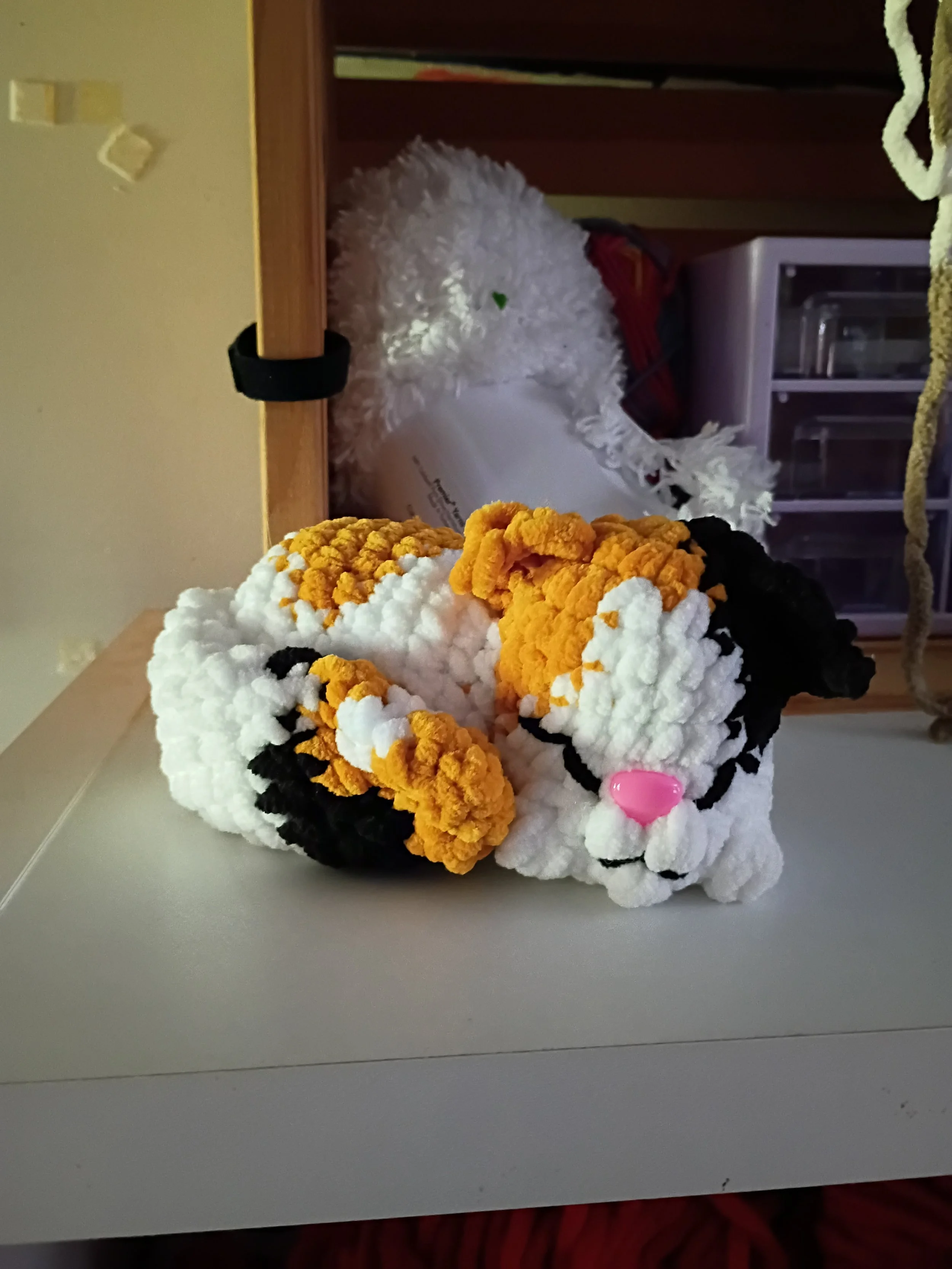 Sleeping Calico plush kitty
