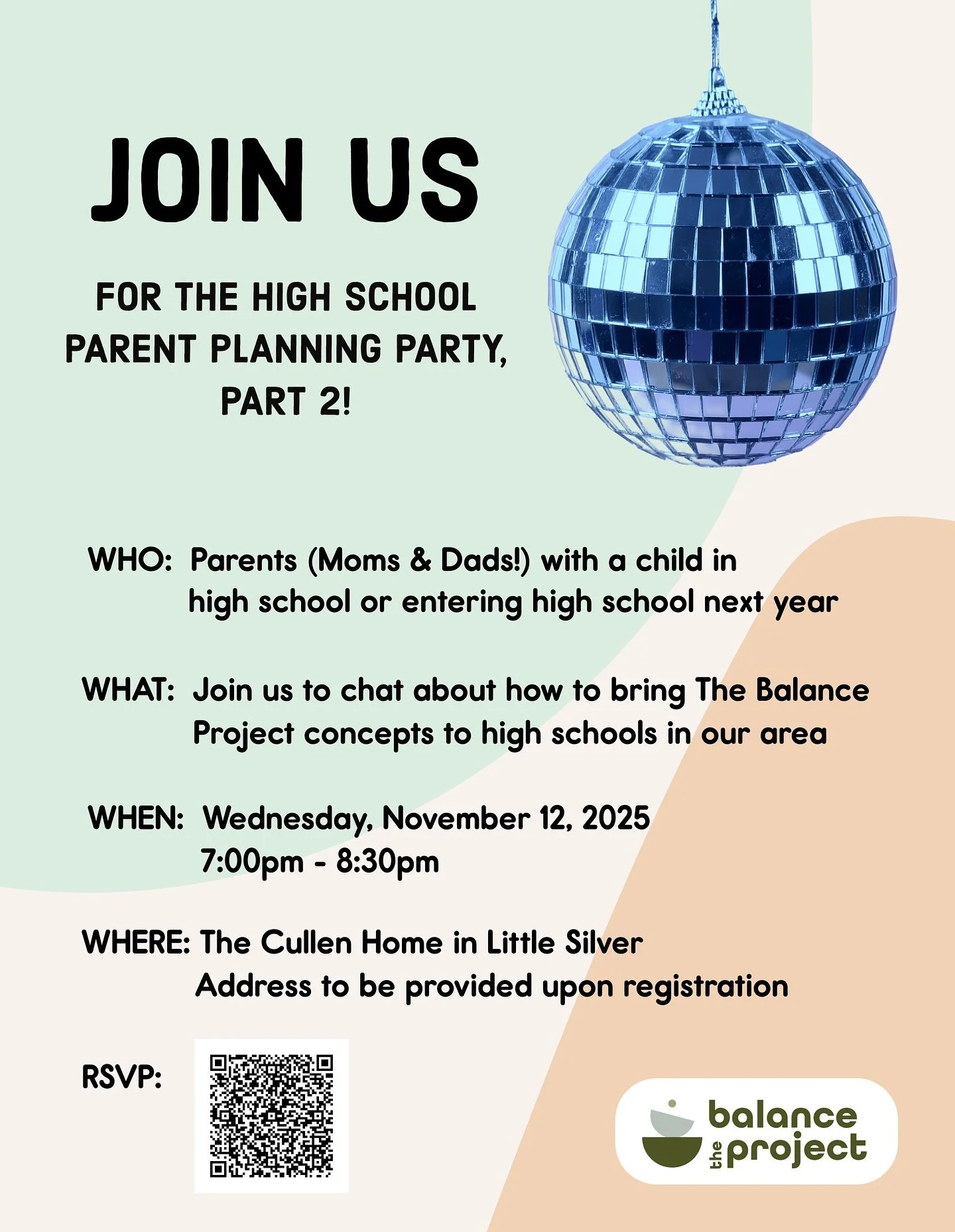 Don&rsquo;t miss the FUN! 

If you&rsquo;re near LS, NJ, join us for the 2nd High School Parent Party to plan out our next steps for supporting our high schoolers with life/tech balance. 

Parents: it&rsquo;s never too late to think about this topic!