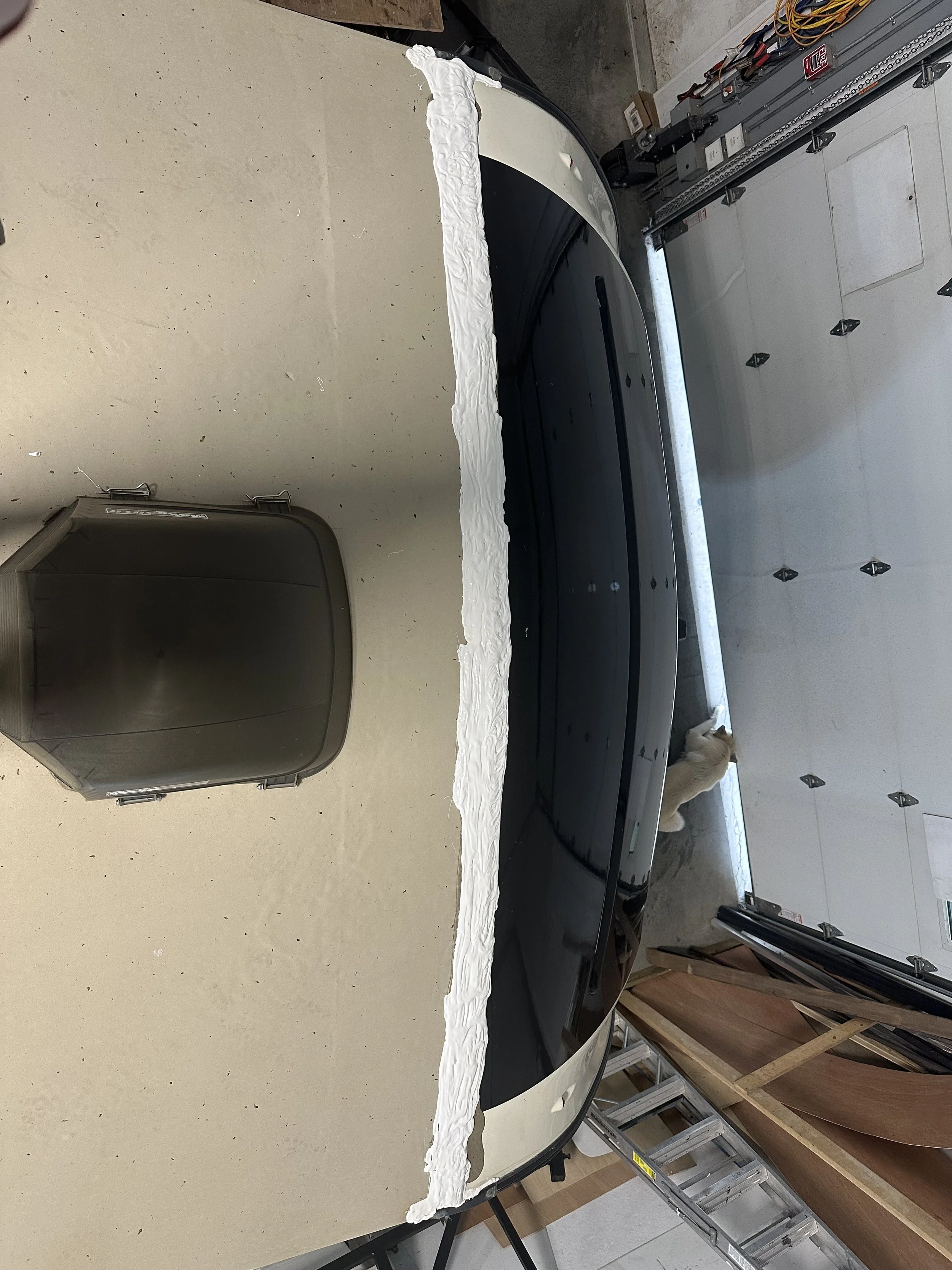 touched up with new lap sealant