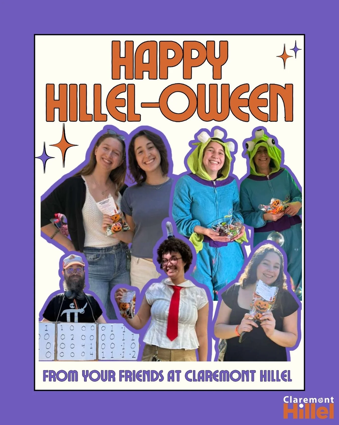 ✨🎃 Happy HillelOween! 🎃✨
We had so much fun handing out candy on campus and spreading smiles all around 🍬👻🕸️
Thanks to everyone who grabbed some spooky snacks, you made our day extra sweet! 💙💛 #HillelOween #ClaremontHillel #TrickOrTreat #Clare