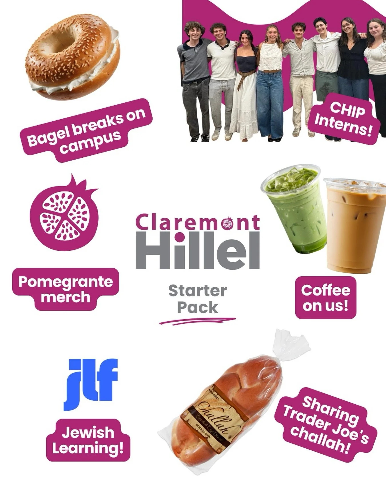 Claremont Hillel Starter Pack! 📦
We&rsquo;re counting down the days until Spring semester begins, we can&rsquo;t wait to have you all back on campus 💙 (inspo: @emoryhillel )