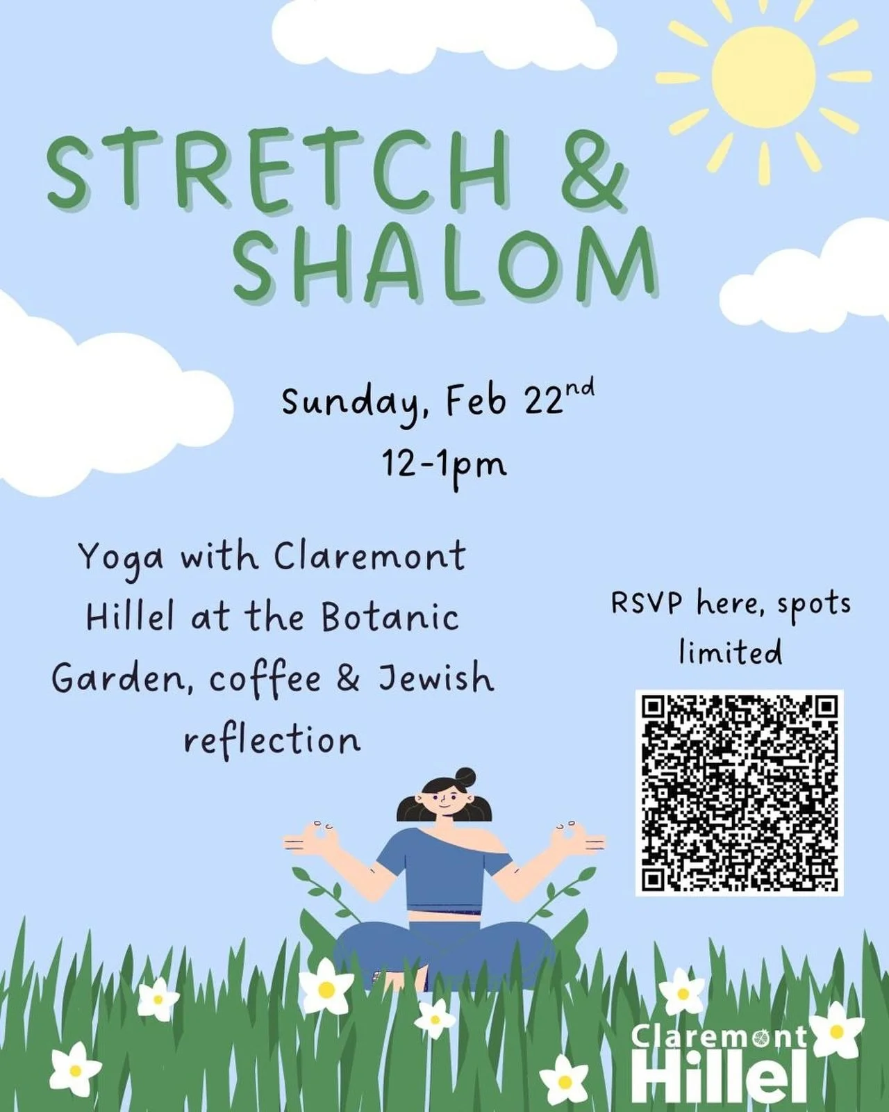 Stretch, breathe, and reset with us 🌿✨

Join us for Stretch &amp; Shalom this Sunday, February 22nd from 12&ndash;1 PM 🧘&zwj;♀️ at the Botanical Garden 🌸, followed by coffee at Rev&rsquo;d Up ☕ and a short Jewish reflection to ground your week 📖?