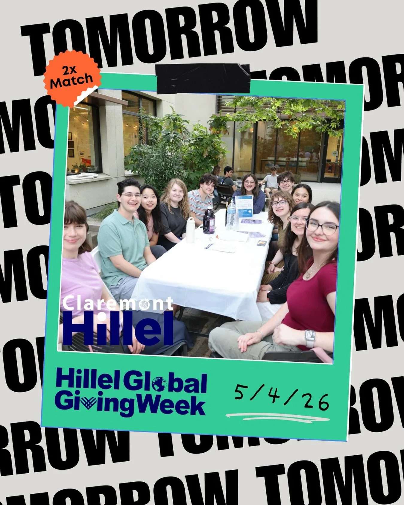 Are you ready to stand with Jewish students during #HillelGlobalGivingWeek? Starting tomorrow through Friday,  you can amplify your impact during one of the most powerful times to show your support for Jewish students at the Claremont Colleges. Wheth