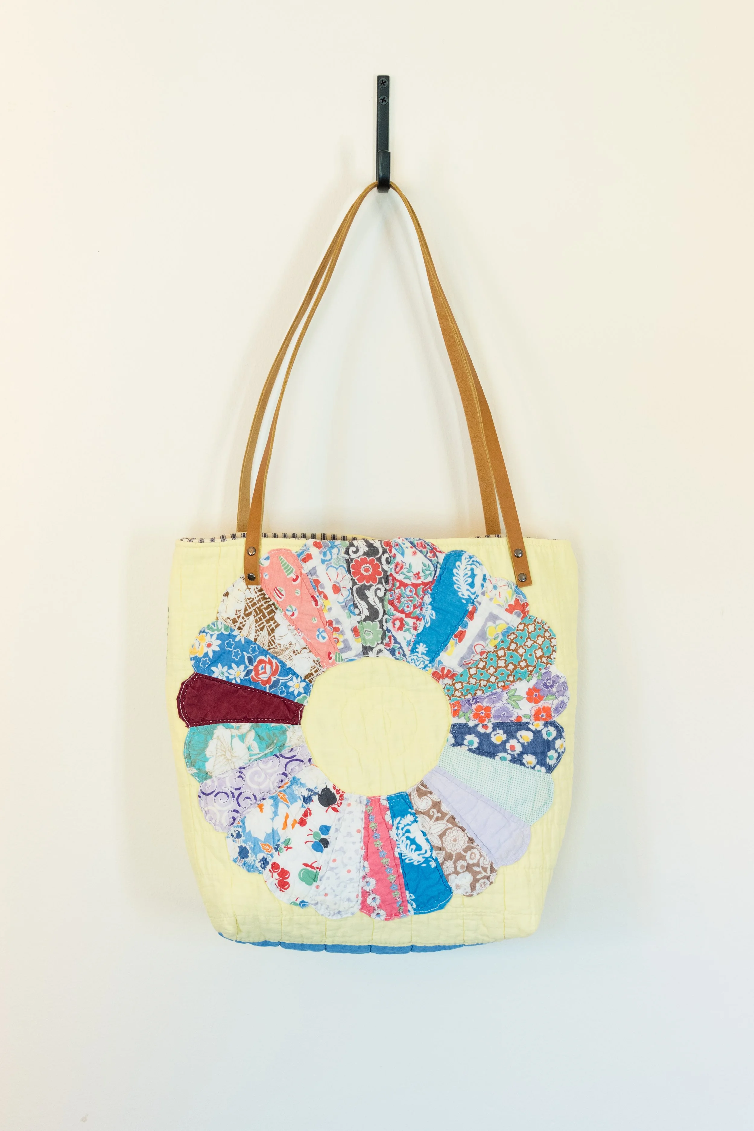 Quilted Tote Bag with Leather Straps