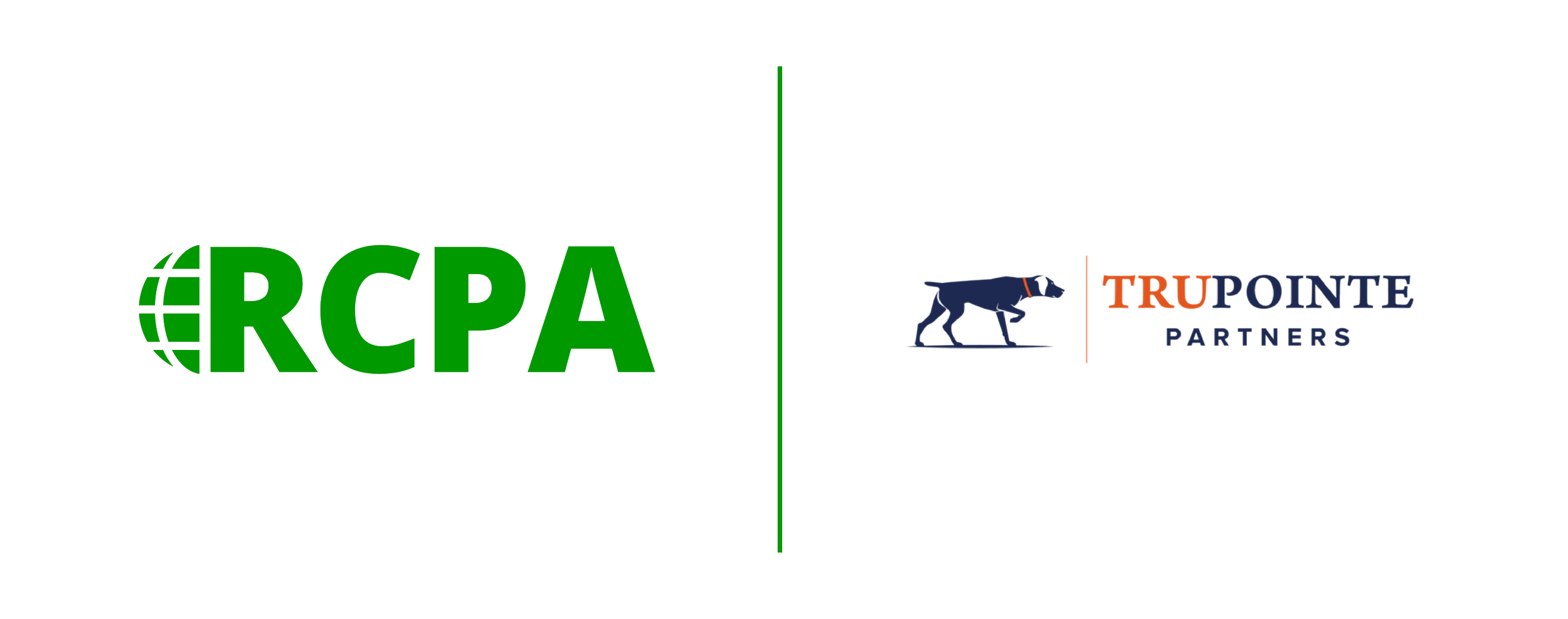 Logos of RCPA in green with globe motif and Trupointe Partners in blue and orange with a bear graphic, separated by a vertical line.