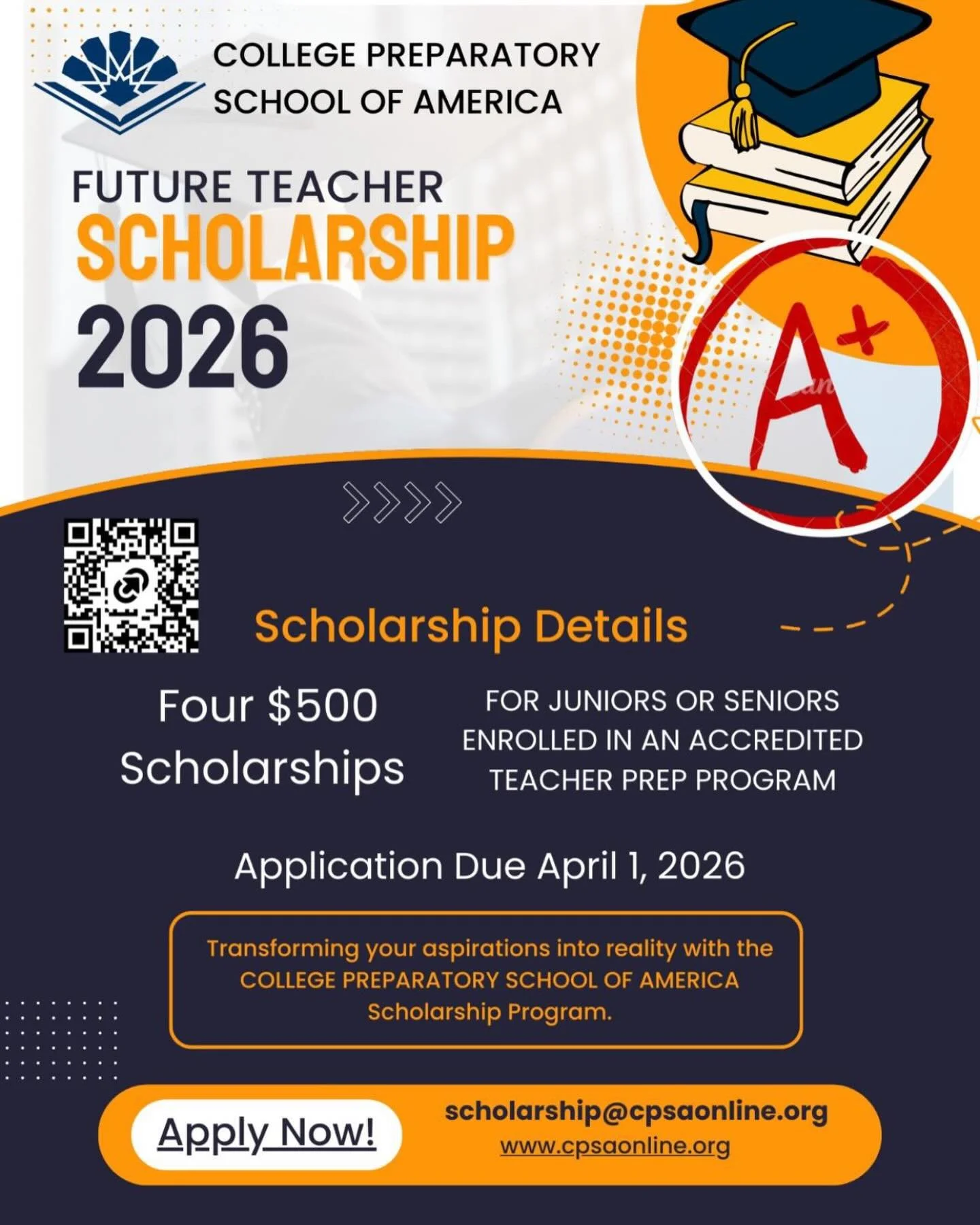 Calling all aspiring Muslim educators!!! CPSA is offering four scholarships to junior and senior students in college pursuing a bachelor's degree in education at an accredited university program. Please click on the link in our bio to apply.