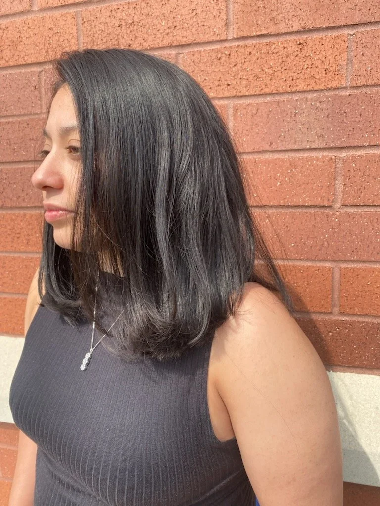 Profile Shoulder Length Haircut