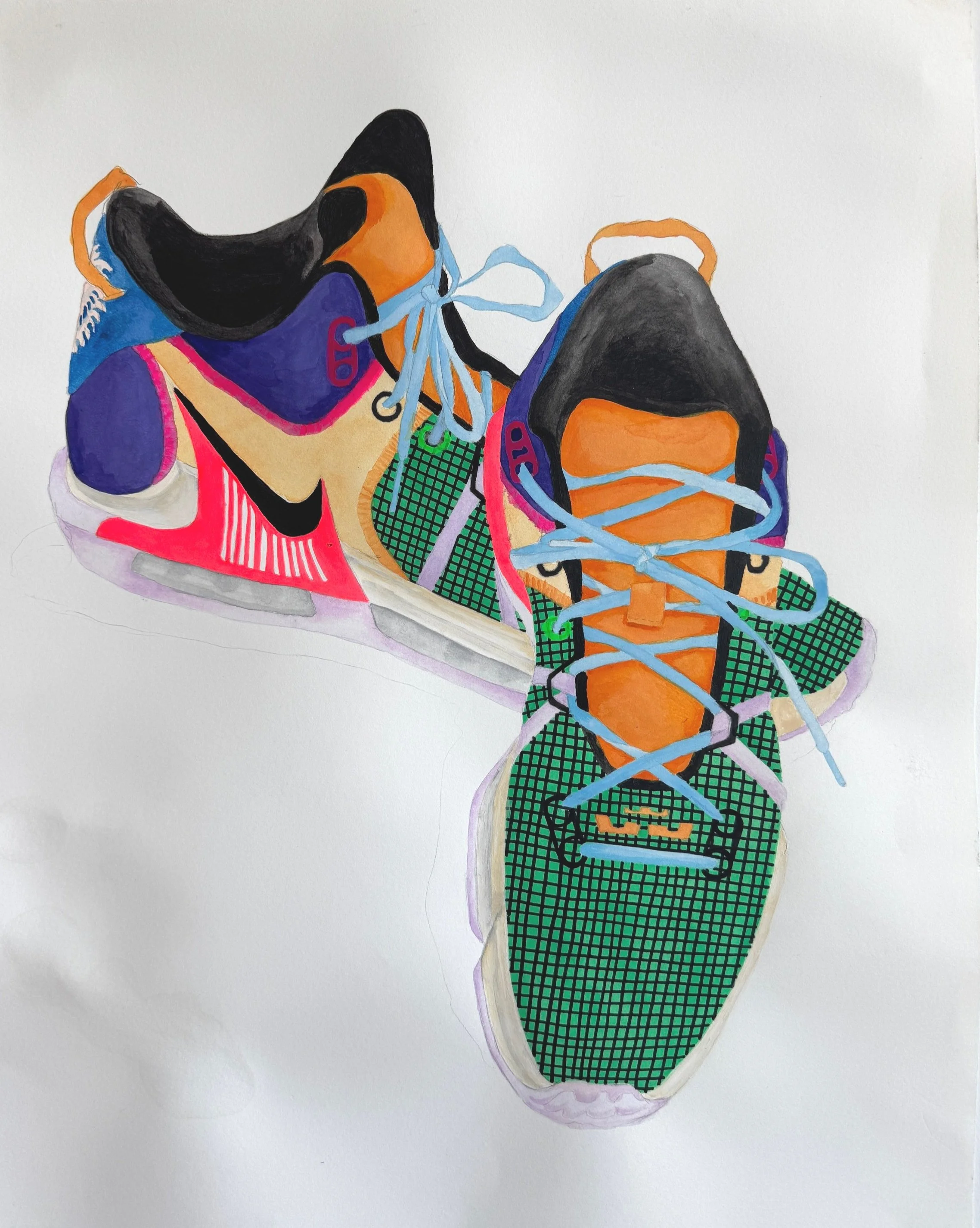 LeBraun Witness Sneakers, Watercolor on paper