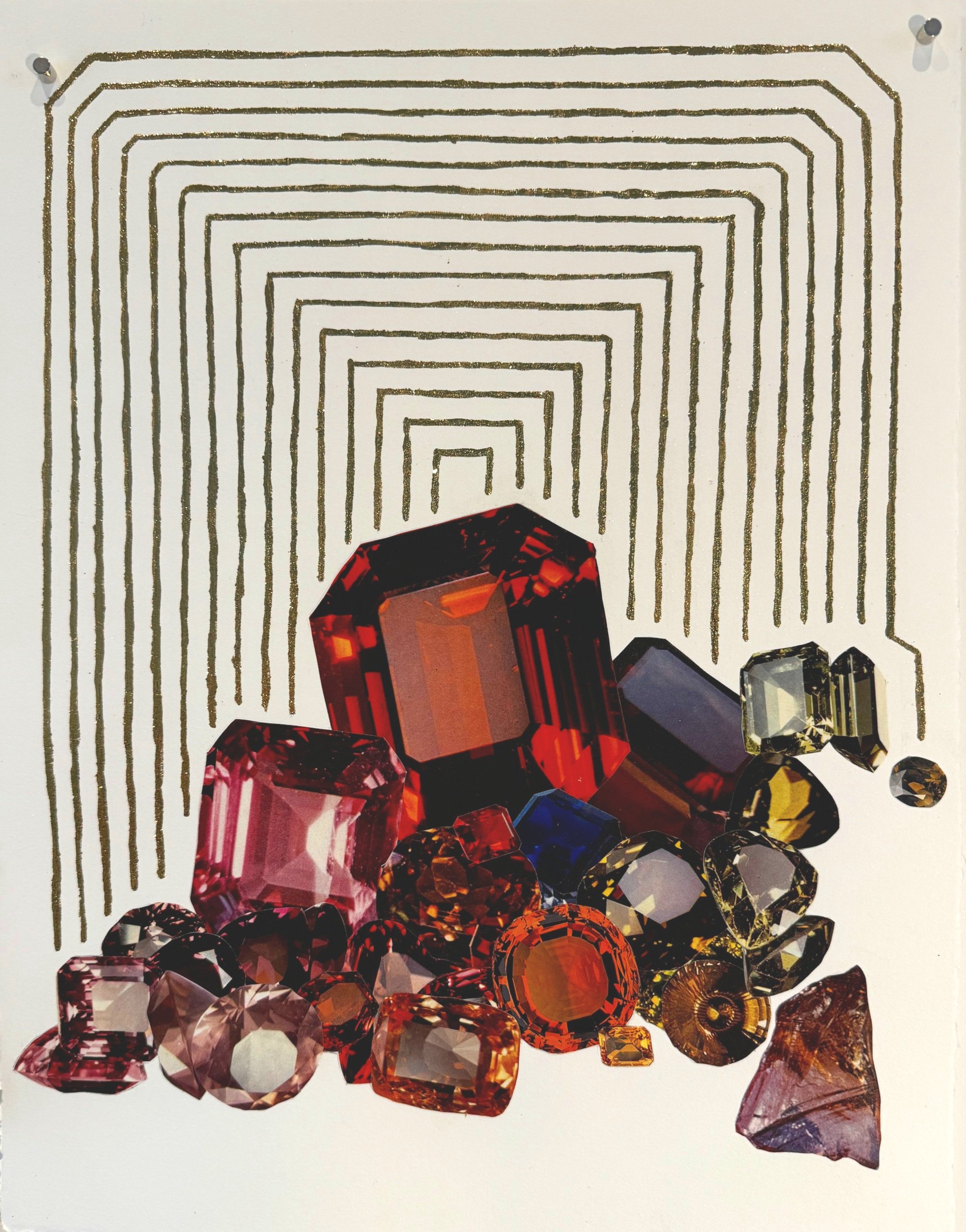 Collage and gold leaf on paper