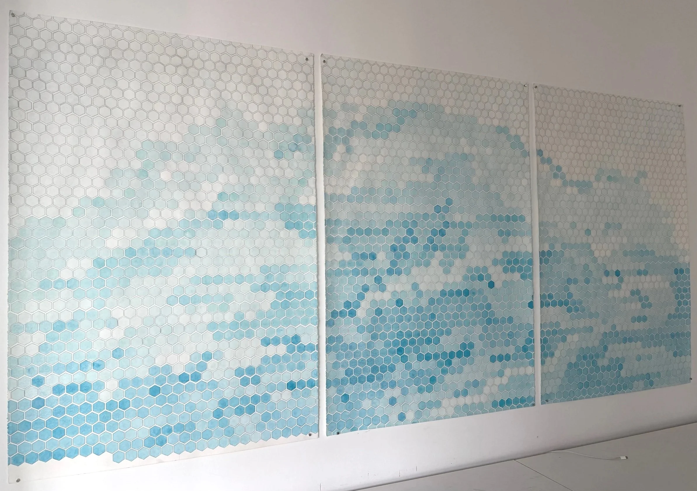 Watercolor and graphite on paper, 2025
44 x 30 inches each