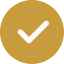 A gold-colored checkmark inside a circle.