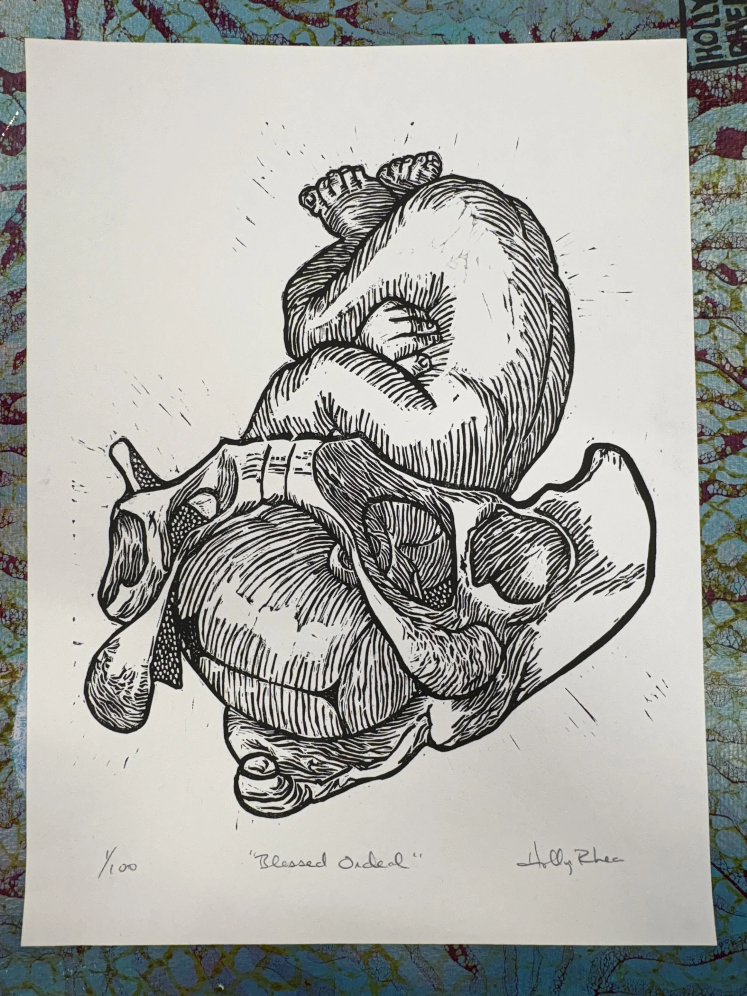 "Blessed Ordeal" 9x12 Linocut Print