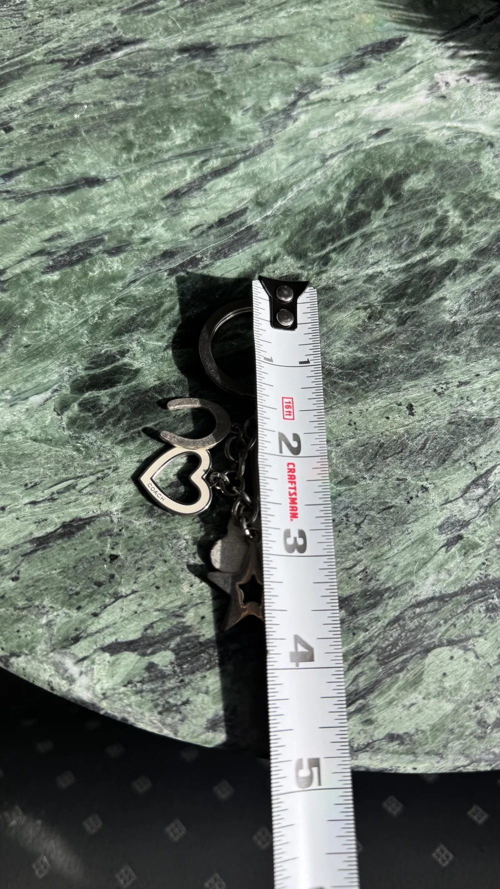 Silver Y2K Coach charm keychain — thrift happy be happy