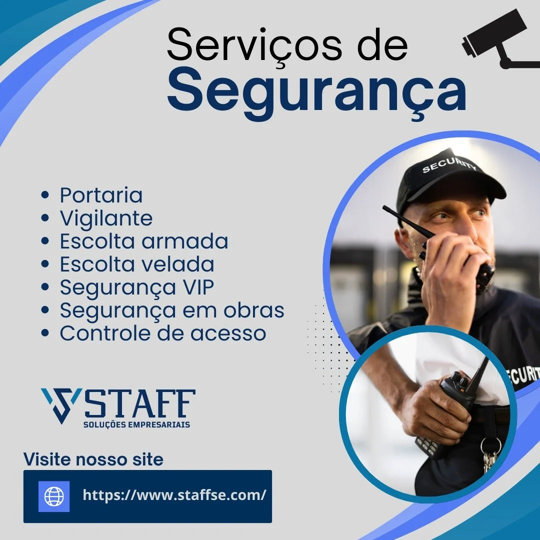 Seguran&ccedil;a que voc&ecirc; pode confiar!

A Staff Solu&ccedil;&otilde;es Empresariais oferece servi&ccedil;os especializados para garantir a prote&ccedil;&atilde;o de pessoas e patrim&ocirc;nios, sempre com efici&ecirc;ncia e profissionalismo. C