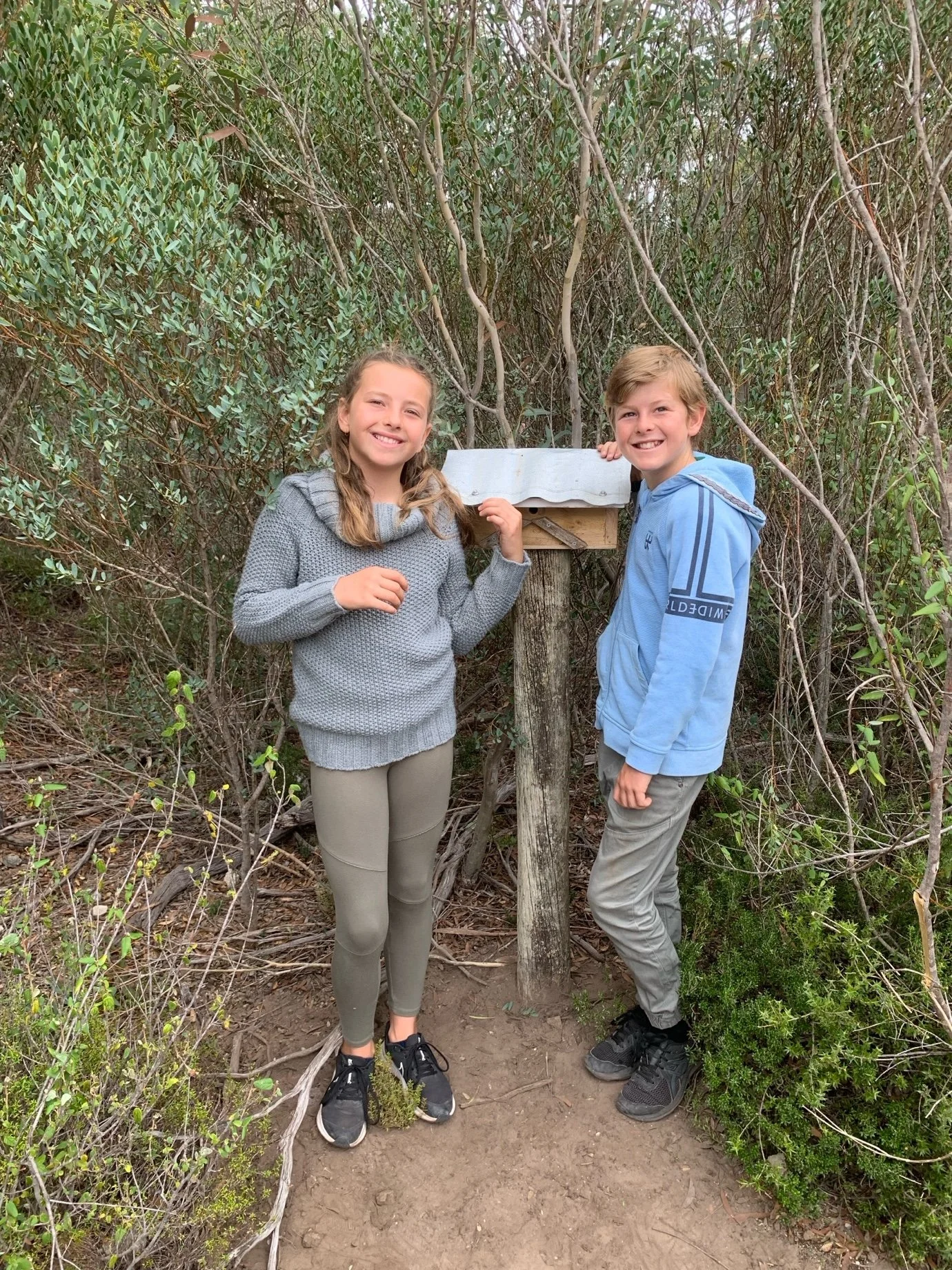 Tallara and Arj with a Western Pygmy Possum box